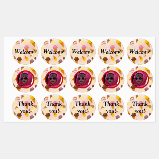 ice cream summer party photo ラベル (シート)