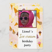 ice cream summer party photo 招待状 (正面/裏面)