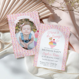 Ice Cream Sundae Heres the Scoop Birthday Party 招待状