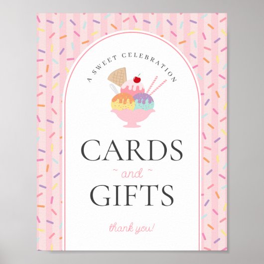 Ice Cream Sundae Heres the Scoop Cards & Gifts ポスター (正面)