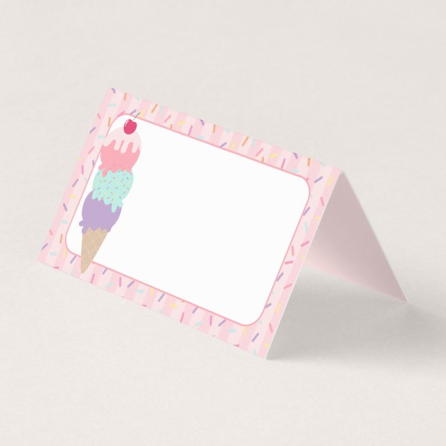 Ice Cream Sundae Heres the Scoop Place Cards (正面)