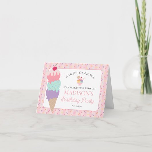Ice Cream Sundae Heres the Scoop Thank You Card  サンキューカード (正面)