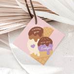 Ice Cream Sundae Kids Birthday Thank You フェイバータグ<br><div class="desc">Designed to match our ice cream sundae kids' birthday party invitations,  these cute favor tags feature a three scoop cone with the words "thank you" and a signature in cute retro vintage style lettering.</div>