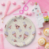 Ice Cream Sundae Pastel Summer Pattern ペーパープレート (パーティー)
