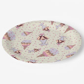 Ice Cream Sundae Pastel Summer Pattern ペーパープレート (アングル)