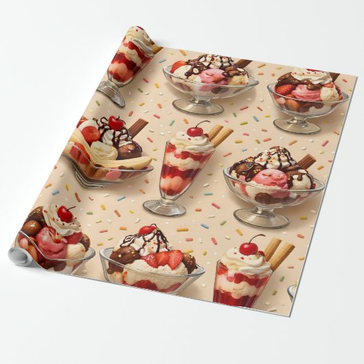 Ice cream sundae premium wrapping paper ラッピングペーパー (アンロールド)