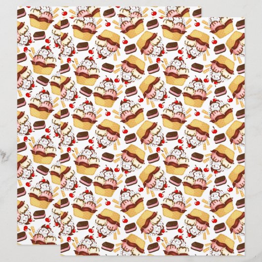 Ice Cream Sundae Scrapbook Paper (正面/裏面)