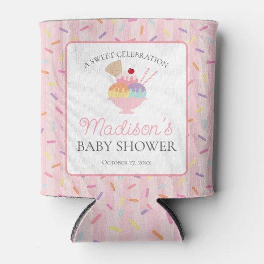 Ice Cream Sundae Sprinkled Sweet Baby Shower Favor 缶クーラー (正面)
