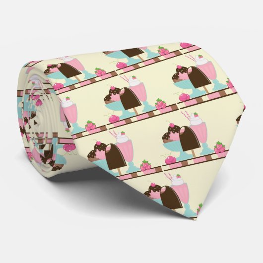 Ice Cream Sundae Summery Treats Pattern ネクタイ (ロール)