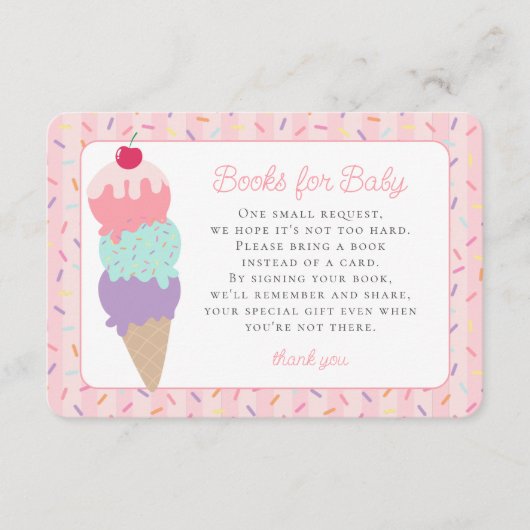 Ice Cream Sundae Sweet Books for Baby Sprinkle エンクロージャーカード (正面)