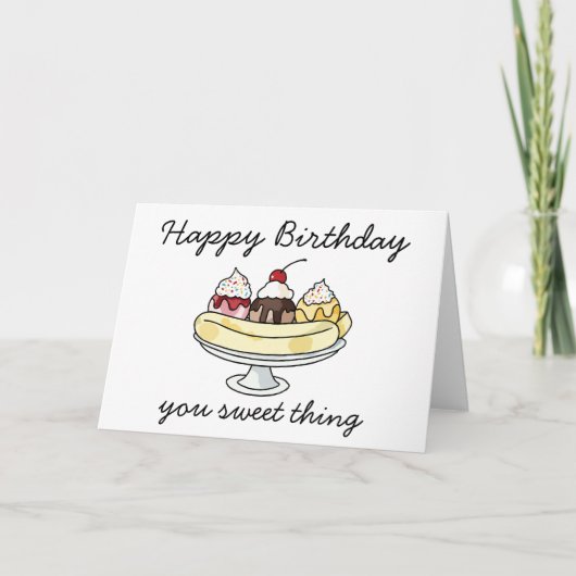 Ice Cream Sundae Watercolor Birthday Card カード (正面)