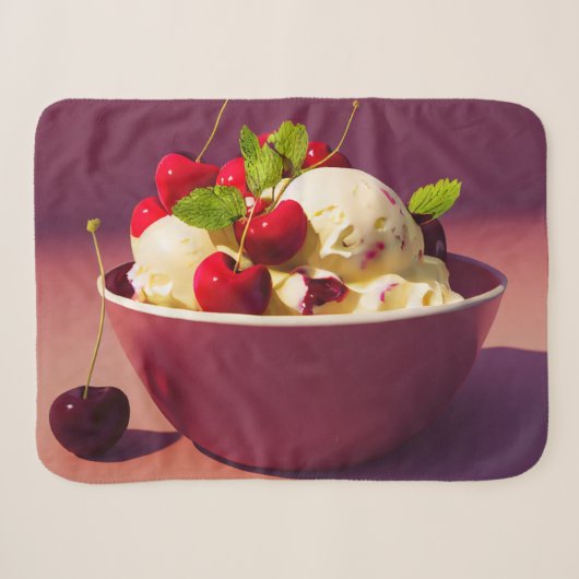Ice cream sundae with cherries and syrup シェルパブランケット (正面(横))