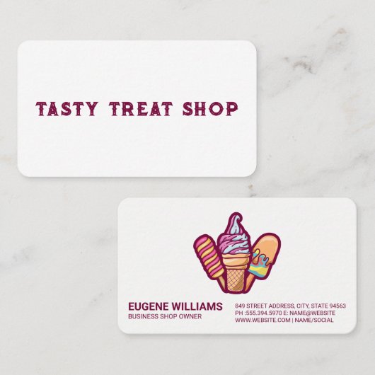Ice Cream Sweet Popsicle Treats | Desserts 名刺 (正面/裏面)
