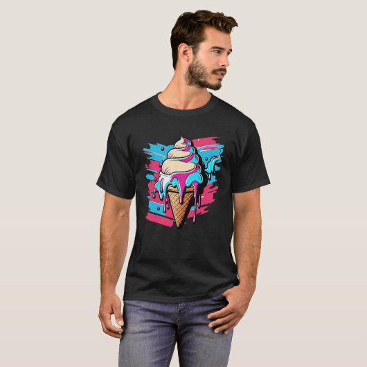 Ice Cream Synthwave 80s Retrowave Aesthetic  1 Tシャツ (正面フル)