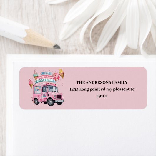 "Ice Cream Truck Birthday  ラベル (インサイチュ)
