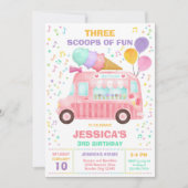 ice Cream Truck Scoops Of Fun Birthday Invitation 招待状 (正面)