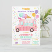 ice Cream Truck Scoops Of Fun Birthday Invitation 招待状 (スタンド正面)