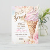 Ice cream watercolor floral ice cream cone 招待状 (スタンド正面)