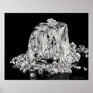 Ice cubes melting into diamonds ポスター