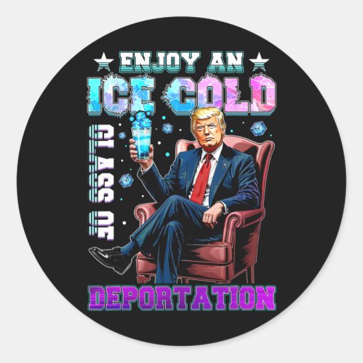 Ice Enjoy An Ice Cold Gl Of Deportation 5 ラウンドシール (正面)