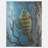 Ice Fishing for Perch フリースブランケット (正面)