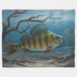 Ice Fishing for Perch フリースブランケット