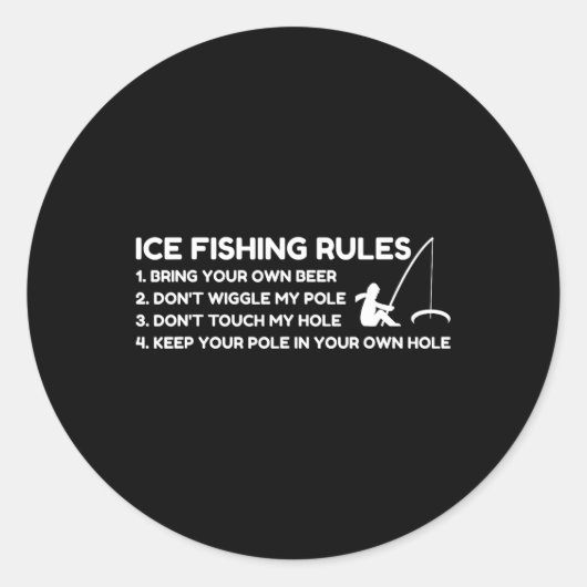 Ice Fishing Rules Funny  ラウンドシール (正面)