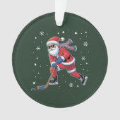 Ice Hockey Christmas Santa Playing Ice Sports Team オーナメント (正面)