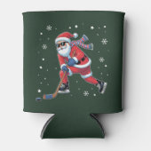 Ice Hockey Christmas Santa Playing Ice Sports Team 缶クーラー (正面)