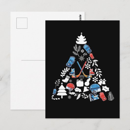 Ice Hockey Christmas Tree ポストカード (正面/裏面)