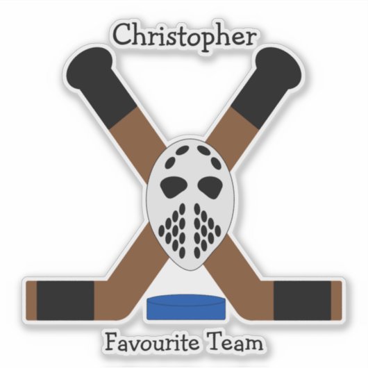 Ice Hockey Design Personalised シール (正面)