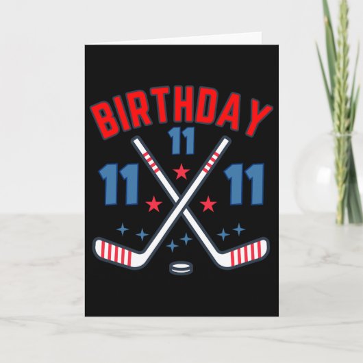 Ice Hockey Eleven Birthday Boy 11th Party Boys Age カード (正面)