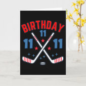 Ice Hockey Eleven Birthday Boy 11th Party Boys Age カード (黄色い花)