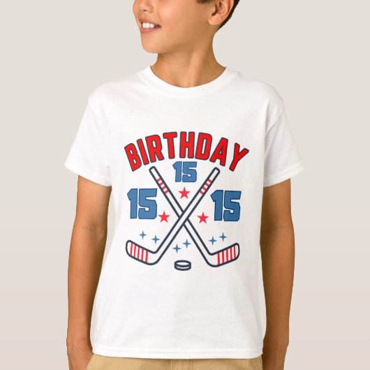 Ice Hockey Fifth-teen Birthday Boy 15th Party Boys Tシャツ (正面)