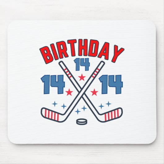 Ice Hockey Fourteen Birthday Boy 14th Party Boys A マウスパッド (正面)