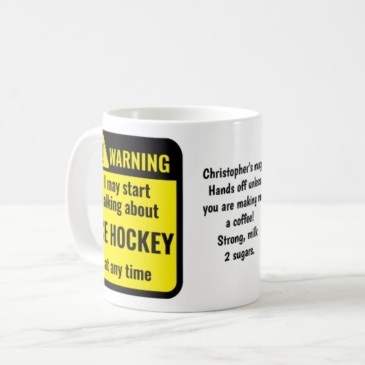 Ice Hockey Funny Personalized コーヒーマグカップ (正面左)
