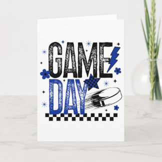 Ice Hockey Game Day Hockey Mom Retro Blue And Blac カード