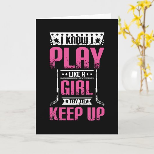 Ice Hockey Girl カード (黄色い花)