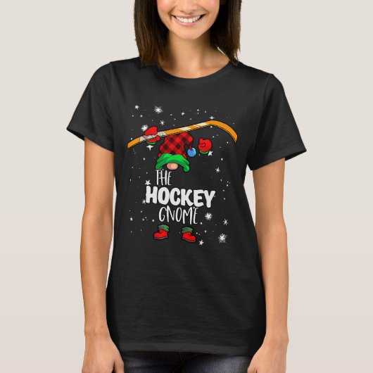 Ice Hockey Gnome Red Buffalo Plaid Matching Family Tシャツ (正面)