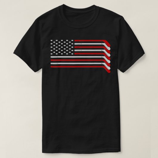 Ice Hockey Goalie Gift USA Flag Hockey Stick Ice H Tシャツ (デザイン正面)
