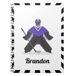 Ice Hockey Goalie Goalkeeper Player Purple Kids ノートブック