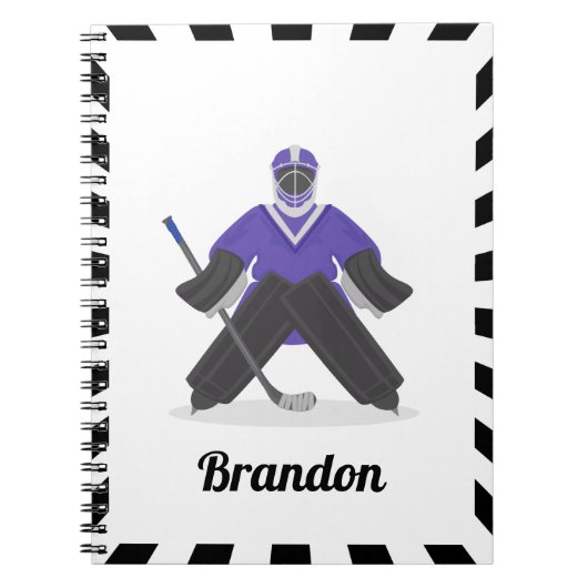 Ice Hockey Goalie Goalkeeper Player Purple Kids  ノートブック (正面)