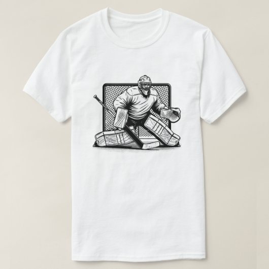 Ice Hockey Goalie in Butterfly Stance Tシャツ (デザイン正面)