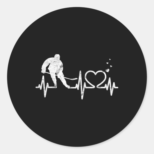 Ice Hockey Heart Valentines Heartbeat Boys Girl Go ラウンドシール (正面)