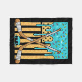 Ice Hockey Ice Cream Drip Boys American Flag Youth フリースブランケット (正面(横))