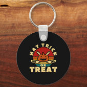 Ice Hockey Player Coach Halloween Pumpkin Hat Tric キーホルダー (正面)