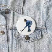 Ice Hockey Player in Blue Uniform 缶バッジ