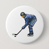 Ice Hockey Player in Blue Uniform 缶バッジ (正面)