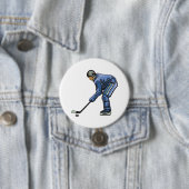 Ice Hockey Player in Blue Uniform 缶バッジ (インサイチュ)