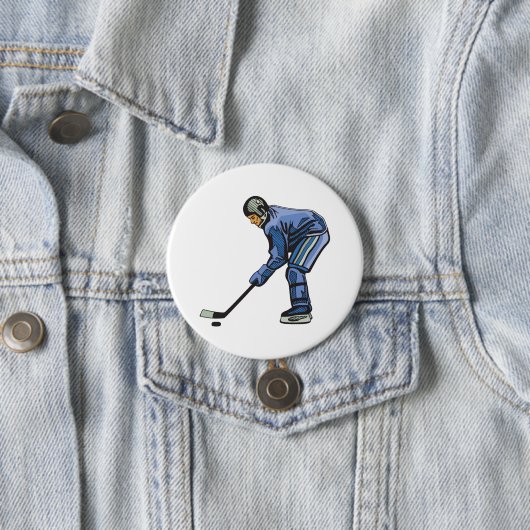 Ice Hockey Player in Blue Uniform 缶バッジ (インサイチュ)